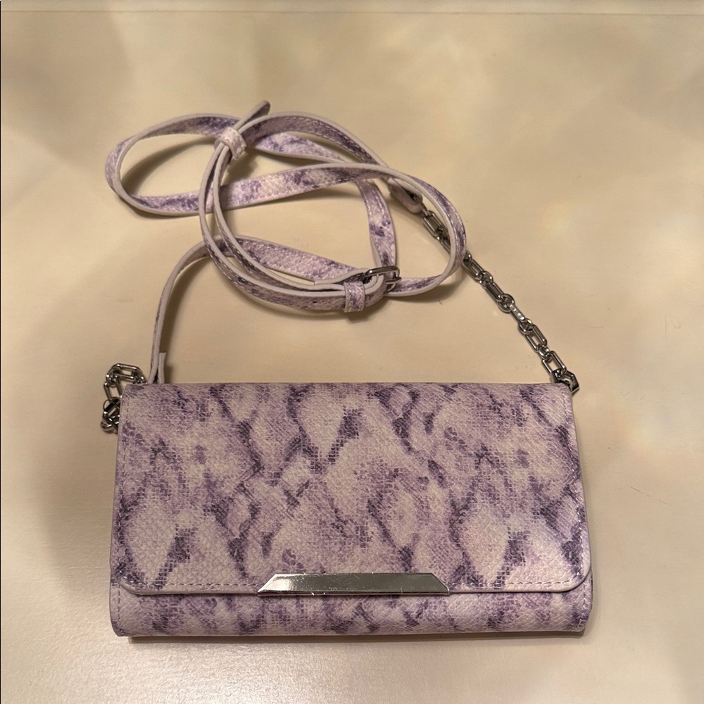 White House Black Market Lavender Snakeskin Clutch